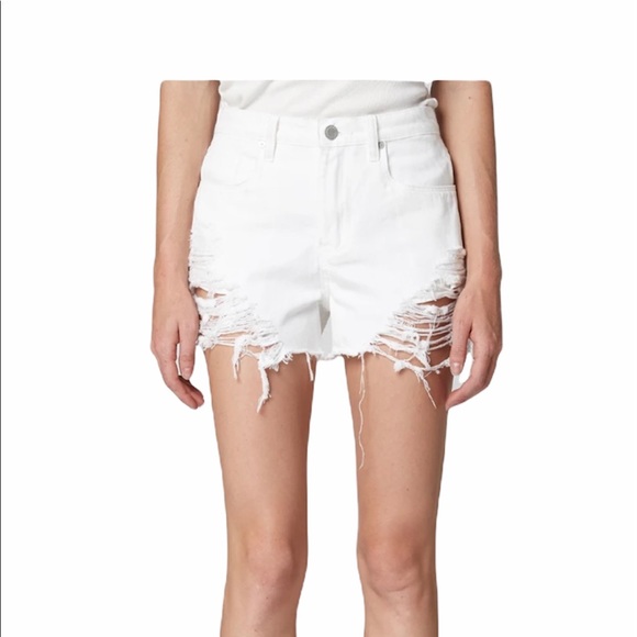 Blank NYC Vintage High Rise Denim Shorts in White - Picture 3 of 9